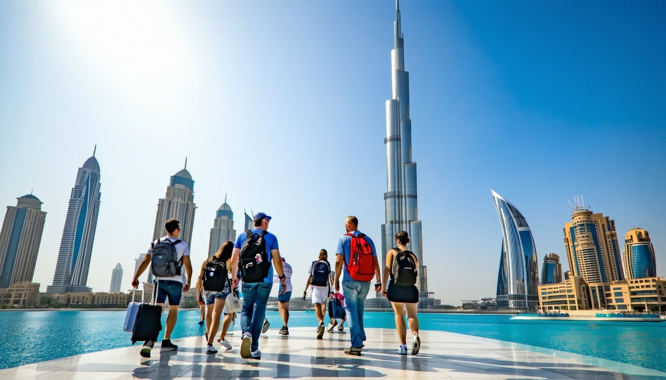 Travellers exploring the iconic Burj Khalifa